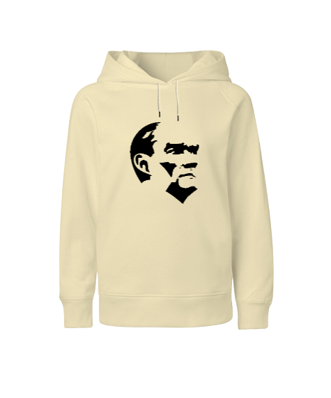 Tisho - Mustafa Kemal Atatürk Krem Çocuk Unisex Hoodie Kapüşonlu