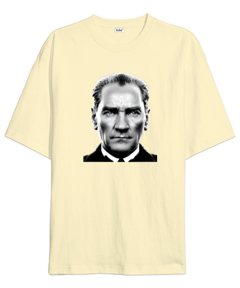 Tisho - Mustafa Kemal Atatürk Krem Oversize Unisex Tişört