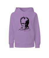 Mustafa Kemal Atatürk Lila Çocuk Unisex Hoodie Kapüşonlu - Tisho