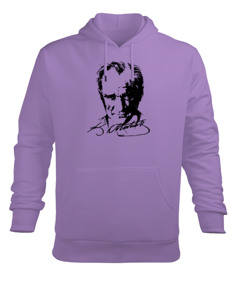 Tisho - Mustafa Kemal Atatürk Lila Erkek Kapüşonlu Hoodie Sweatshirt