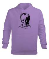 Mustafa Kemal Atatürk Lila Erkek Kapüşonlu Hoodie Sweatshirt - Tisho