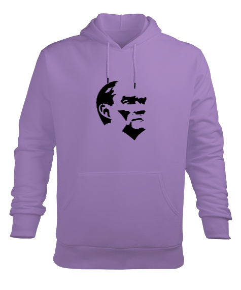 Tisho - Mustafa Kemal Atatürk Lila Erkek Kapüşonlu Hoodie Sweatshirt