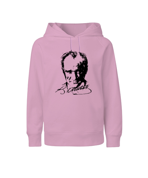 Tisho - Mustafa Kemal Atatürk Pembe Çocuk Unisex Hoodie Kapüşonlu