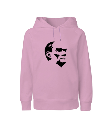 Tisho - Mustafa Kemal Atatürk Pembe Çocuk Unisex Hoodie Kapüşonlu