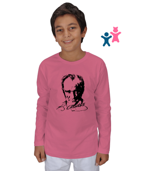 Tisho - Mustafa Kemal Atatürk Pembe Çocuk Unisex Uzunkollu