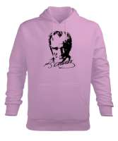 Mustafa Kemal Atatürk Pembe Erkek Kapüşonlu Hoodie Sweatshirt - Tisho