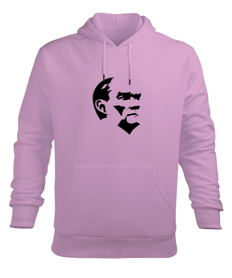 Tisho - Mustafa Kemal Atatürk Pembe Erkek Kapüşonlu Hoodie Sweatshirt