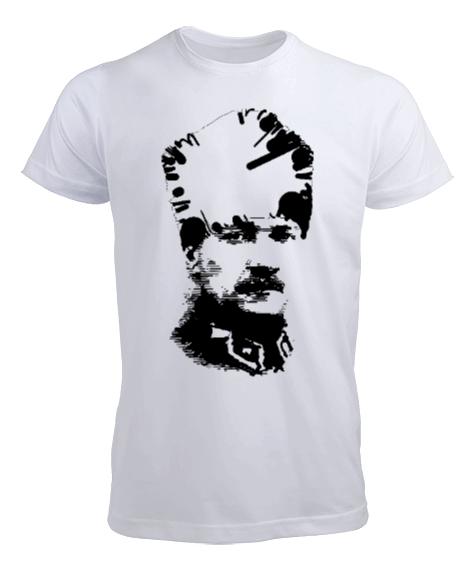 Mustafa Kemal Atatürk Portre Baskılı Beyaz Erkek Tişört - Tisho