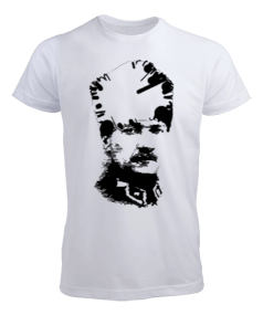 Tisho - Mustafa Kemal Atatürk Portre Baskılı Beyaz Erkek Tişört