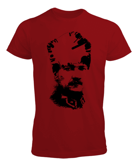 Tisho - Mustafa Kemal Atatürk Portre Baskılı Kırmızı Erkek Tişört