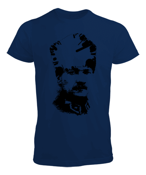 Tisho - Mustafa Kemal Atatürk Portre Baskılı Lacivert Erkek Tişört