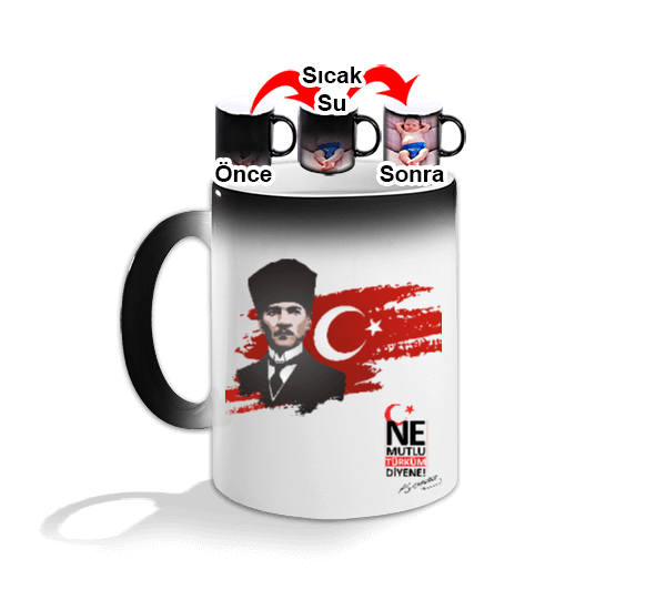 Tisho - mustafa kemal atatürk resimli ve sözlü kupa Sihirli Kupa Bardak