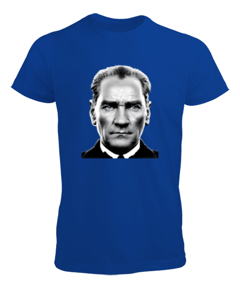 Tisho - Mustafa Kemal Atatürk Saks Mavi Erkek Tişört
