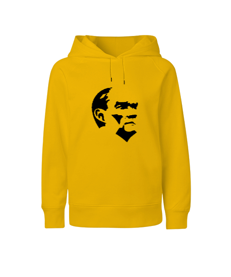 Tisho - Mustafa Kemal Atatürk Sarı Çocuk Unisex Hoodie Kapüşonlu