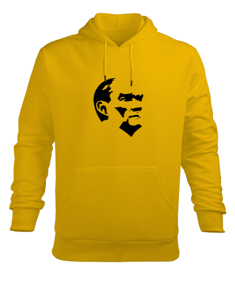 Tisho - Mustafa Kemal Atatürk Sarı Erkek Kapüşonlu Hoodie Sweatshirt