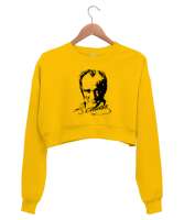 Mustafa Kemal Atatürk Sarı Kadın Crop Sweatshirt - Tisho