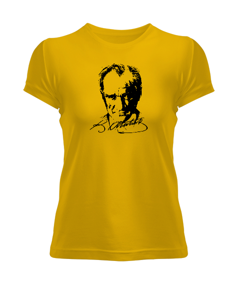 Tisho - Mustafa Kemal Atatürk Sarı Kadın Tişört