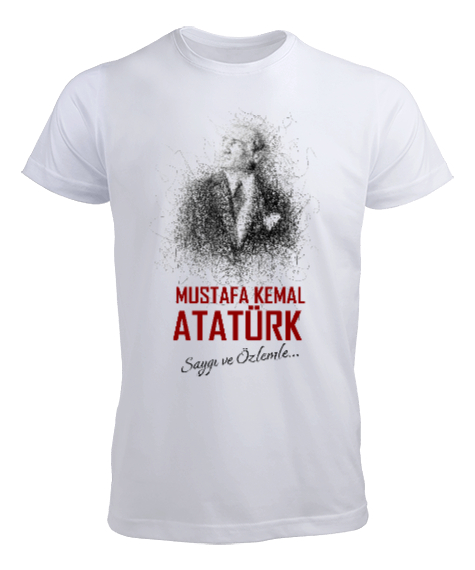Tisho - Mustafa Kemal Atatürk - Saygı ve Özlemle Beyaz Erkek Tişört