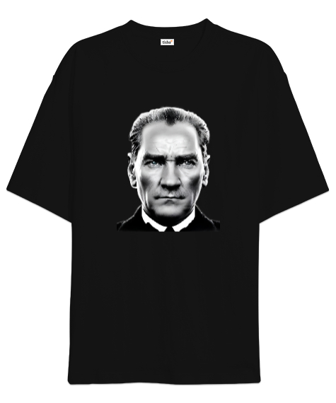 Tisho - Mustafa Kemal Atatürk Siyah Oversize Unisex Tişört