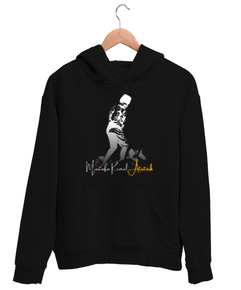 Tisho - Mustafa Kemal Atatürk Siyah Unisex Kapşonlu Sweatshirt