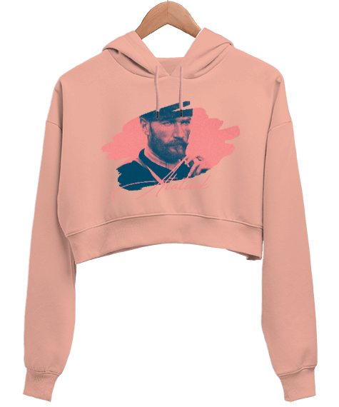 Tisho - Mustafa Kemal Atatürk Sözleri Türkiye Askeri Kadın Crop Hoodie Kapüşonlu Sweatshirt