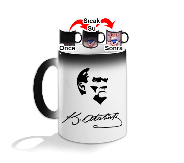 Tisho - Mustafa Kemal Atatürk Tasarımlı Sihirli Kupa Bardak