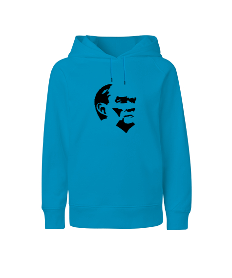 Tisho - Mustafa Kemal Atatürk Turkuaz Çocuk Unisex Hoodie Kapüşonlu