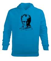 Mustafa Kemal Atatürk Turkuaz Erkek Kapüşonlu Hoodie Sweatshirt - Tisho