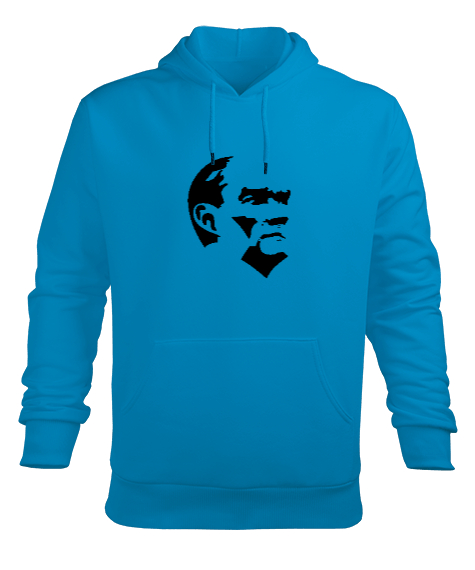 Tisho - Mustafa Kemal Atatürk Turkuaz Erkek Kapüşonlu Hoodie Sweatshirt