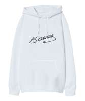 Mustafa Kemal ATATÜRK ün İmzası Beyaz Oversize Unisex Kapüşonlu Sweatshirt - Tisho