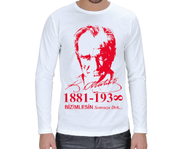 Mustafa Kemal Atatürk Unutulmaz İmzalı T-Shirt Erkek Uzun Kol - Thumbnail