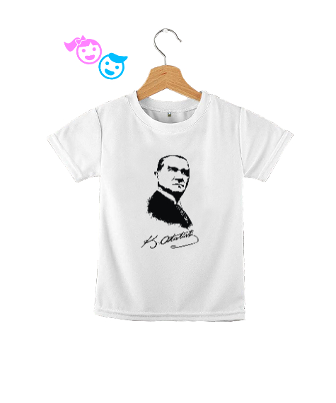 Tisho - Mustafa Kemal ATATÜRK Ve İmzası Beyaz Çocuk Unisex