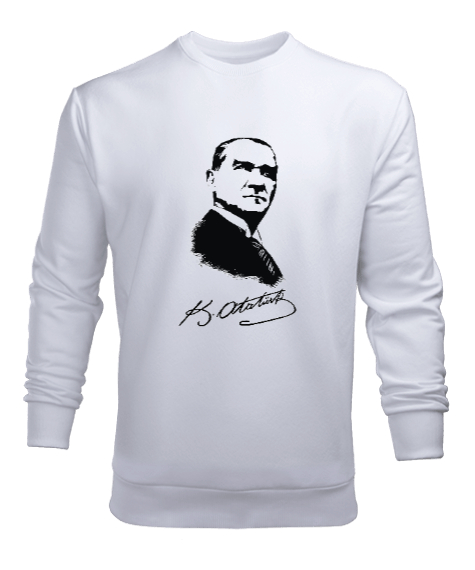 Tisho - Mustafa Kemal ATATÜRK Ve İmzası Beyaz Erkek Sweatshirt