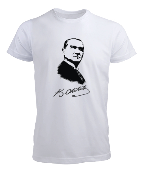 Tisho - Mustafa Kemal ATATÜRK Ve İmzası Beyaz Erkek Tişört