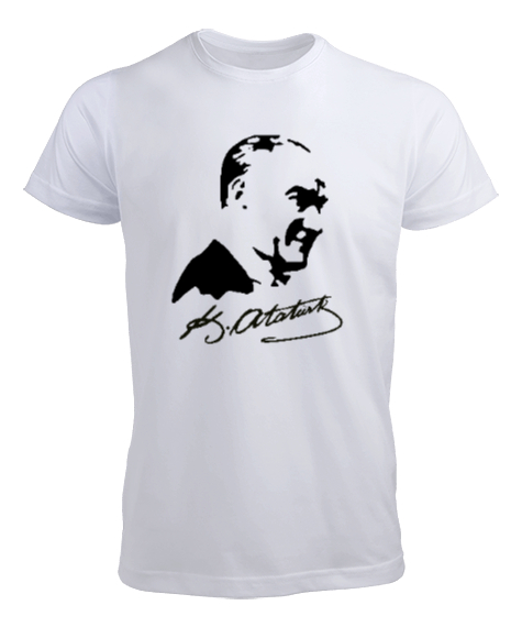 Tisho - Mustafa Kemal Atatürk ve İmzası V3 Beyaz Erkek Tişört