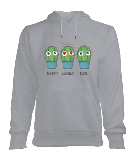 Tisho - MUTLU, AŞIK, ÜZGÜN KAKTÜSLER KADIN KAPŞONLU HOODİE Kadın Kapşonlu Hoodie Sweatshirt