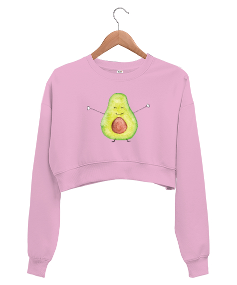 Tisho - Mutlu Avakado - Avocado Pembe Kadın Crop Sweatshirt
