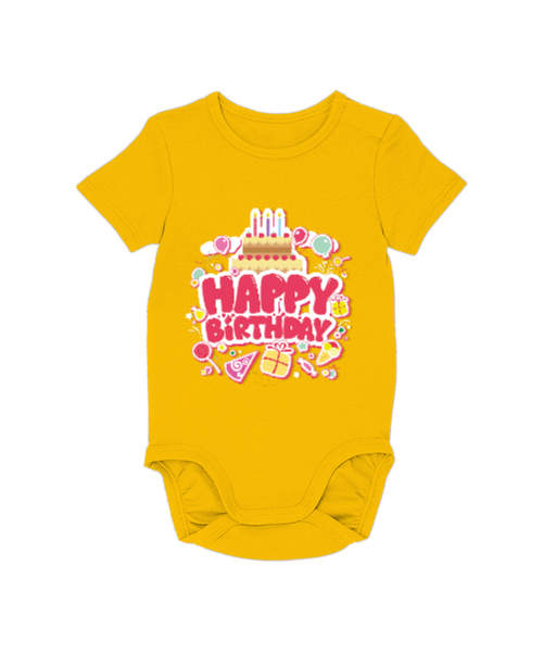 Tisho - Mutlu Doğum Günü Bebek Sarı Bebek Zıbını