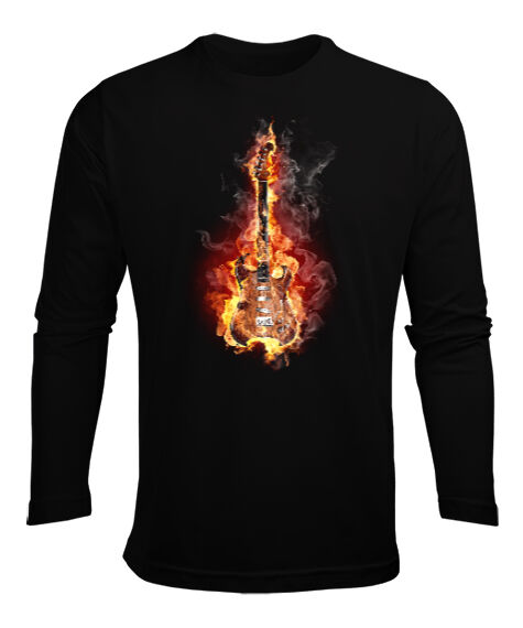 Tisho - Müziğin Ateşi Siyah Erkek Uzun Kol Yazlık Tişört