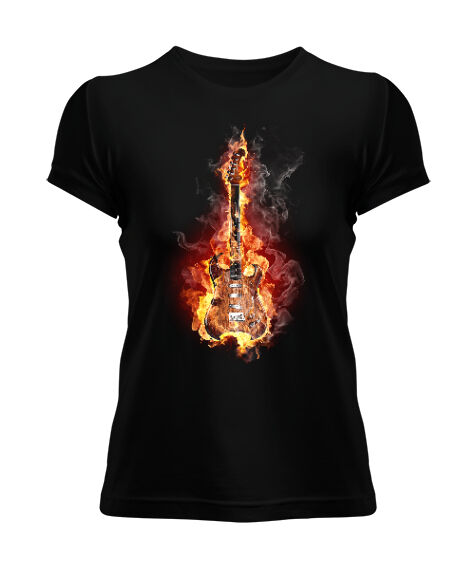 Tisho - Müziğin Ateşi Siyah Kadın Tişört