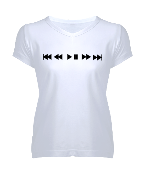 Tisho - Müzik 4 Kadın V Yaka Tişört