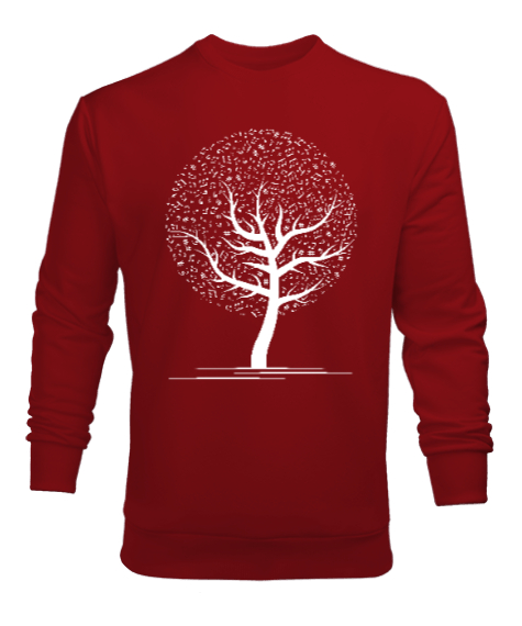 Tisho - Müzik Ağacı - Notalar Kırmızı Erkek Sweatshirt