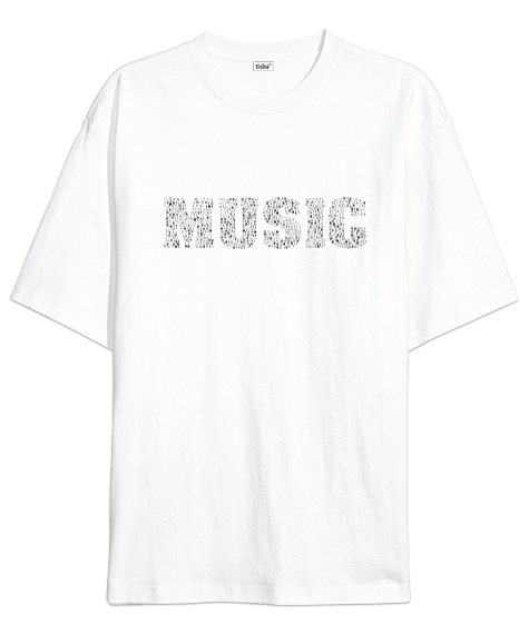 Tisho - müzik Beyaz Oversize Unisex Tişört