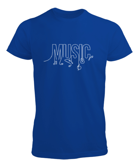 Tisho - Müzik ve İkonlar- Music Saks Mavi Erkek Tişört