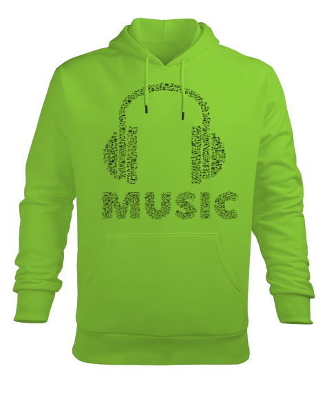 Tisho - Müzik Yazılı Erkek Kapüşonlu Hoodie Sweatshirt Erkek Kapüşonlu Hoodie Sweatshirt