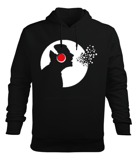 Tisho - Müzisyen - Singer Man Siyah Erkek Kapüşonlu Hoodie Sweatshirt