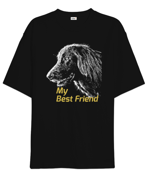 Tisho - My Best Friend - En İyi Arkadaşım Siyah Oversize Unisex Tişört