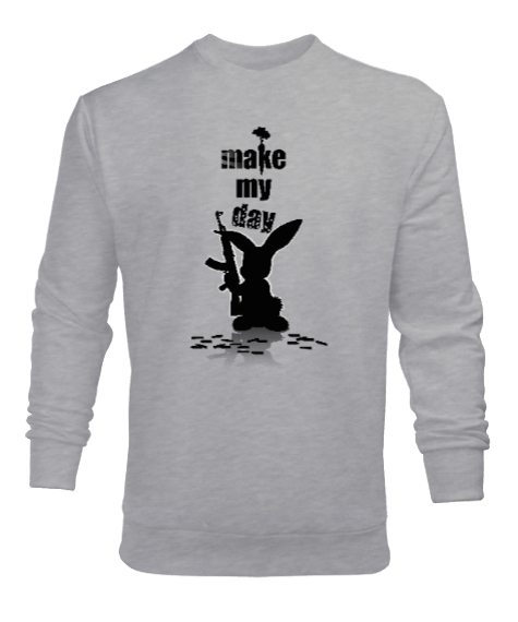 Tisho - My Day - Bir Günüm - Rabbit Gri Erkek Sweatshirt