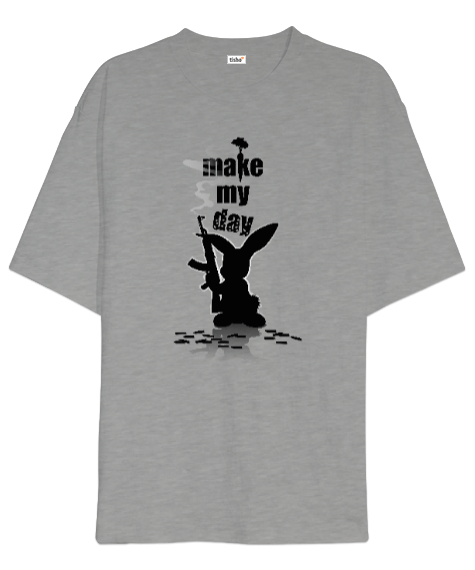 Tisho - My Day - Bir Günüm - Rabbit Gri Oversize Unisex Tişört