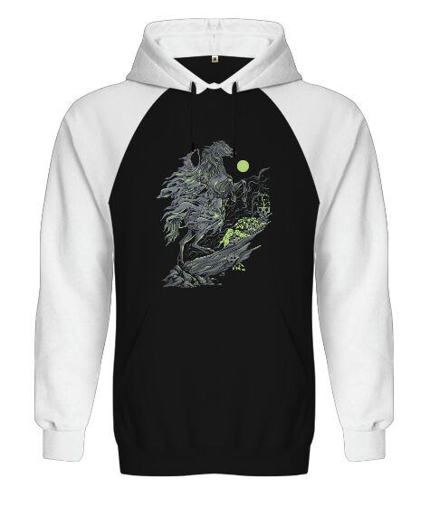 Tisho - Mystical Night Siyah/Beyaz Orjinal Reglan Hoodie Unisex Sweatshirt